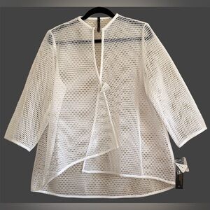 IC By Connie K Mesh Festive Contemporary Asymmetric One Button Jacket Sz XL NWT
